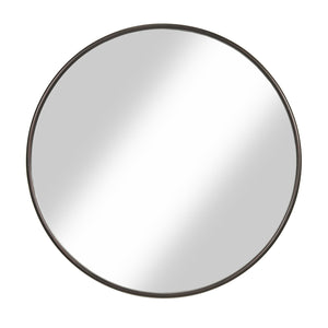 Benzara Contemporary Round Metal Framed Wall Mirror, Large, Bronze and Silver BM205990 Bronze Metal and Glass BM205990