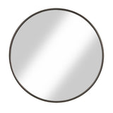 Contemporary Round Metal Framed Wall Mirror, Large, Bronze and Silver