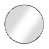 Benzara Contemporary Style Round Metal Framed Wall Mirror, Small, Antique Silver BM205991 Silver Metal and Glass BM205991