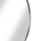 Benzara Contemporary Style Round Metal Framed Wall Mirror, Large, Antique Silver BM205992 Silver Metal and Glass BM205992