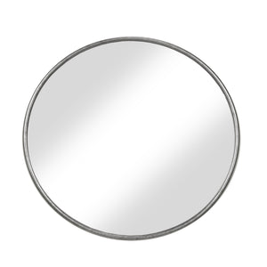 Benzara Contemporary Style Round Metal Framed Wall Mirror, Large, Antique Silver BM205992 Silver Metal and Glass BM205992