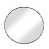 Contemporary Style Round Metal Framed Wall Mirror, Large, Antique Silver