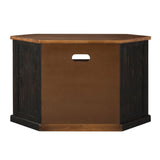 Benzara Rustic Style Wooden Corner TV Stand with 2 Door Cabinet, Brown BM205999  Solid Wood, Metal and MDF BM205999