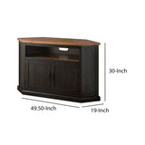 Benzara Rustic Style Wooden Corner TV Stand with 2 Door Cabinet, Brown BM205999  Solid Wood, Metal and MDF BM205999