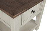 Benzara End Table With Plank Top and a Gliding Drawer, Cream and Brown BM206141 Cream and Brown Wood and Veneer BM206141