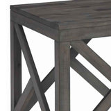 Benzara Square End Table With Butcher Block Style Top and Lambda Design, Gray BM206146 Gray Acacia Wood BM206146