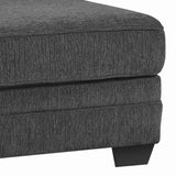 Benzara Wooden Oversized Accent Ottoman with Welt Trim Details, Gray and Black BM206178 Gray and Black Wood and Fabric BM206178