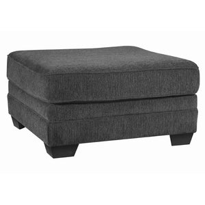 Benzara Wooden Oversized Accent Ottoman with Welt Trim Details, Gray and Black BM206178 Gray and Black Wood and Fabric BM206178