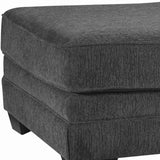 Benzara Wooden Oversized Accent Ottoman with Welt Trim Details, Gray and Black BM206178 Gray and Black Wood and Fabric BM206178