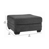 Benzara Wooden Oversized Accent Ottoman with Welt Trim Details, Gray and Black BM206178 Gray and Black Wood and Fabric BM206178