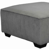 Benzara Wooden Oversized Accent Ottoman with Ribbed Pattern, Gray and Black BM206179 Gray and Black Wood and Fabric BM206179