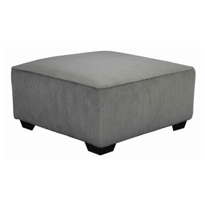 Benzara Wooden Oversized Accent Ottoman with Ribbed Pattern, Gray and Black BM206179 Gray and Black Wood and Fabric BM206179