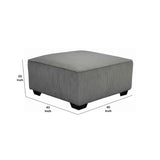 Benzara Wooden Oversized Accent Ottoman with Ribbed Pattern, Gray and Black BM206179 Gray and Black Wood and Fabric BM206179