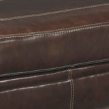 Benzara Rectangular Shaped Ottoman with Contrast Stitching Details, Brown BM206186 Brown Wood and Faux Leather BM206186
