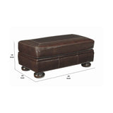 Benzara Rectangular Shaped Ottoman with Contrast Stitching Details, Brown BM206186 Brown Wood and Faux Leather BM206186