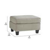 Benzara Fabric Upholstered Wooden Ottoman with Welt Trims, Beige and Black BM206187 Beige and Black Wood and Fabric BM206187