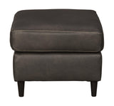 Benzara Leatherette Wooden Ottoman with Welt Trim Details, Gray and Black BM206188 Gray and Black Wood and Faux Leather BM206188