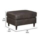 Benzara Leatherette Wooden Ottoman with Welt Trim Details, Gray and Black BM206188 Gray and Black Wood and Faux Leather BM206188