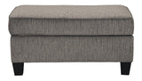 Benzara Fabric Upholstered Wooden Ottoman with Tapered Legs, Gray and Black BM206190 Gray and Black Wood and Fabric BM206190