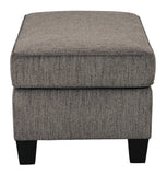 Benzara Fabric Upholstered Wooden Ottoman with Tapered Legs, Gray and Black BM206190 Gray and Black Wood and Fabric BM206190