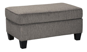 Benzara Fabric Upholstered Wooden Ottoman with Tapered Legs, Gray and Black BM206190 Gray and Black Wood and Fabric BM206190