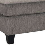 Benzara Fabric Upholstered Wooden Ottoman with Tapered Legs, Gray and Black BM206190 Gray and Black Wood and Fabric BM206190