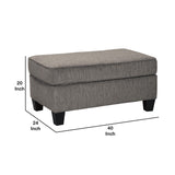 Benzara Fabric Upholstered Wooden Ottoman with Tapered Legs, Gray and Black BM206190 Gray and Black Wood and Fabric BM206190