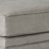 Benzara Leatherette Wooden Ottoman with Nailhead Trim Details, Gray BM206192 Gray Wood and Faux Leather BM206192