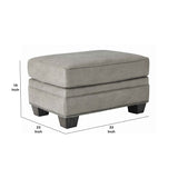 Benzara Leatherette Wooden Ottoman with Nailhead Trim Details, Gray BM206192 Gray Wood and Faux Leather BM206192