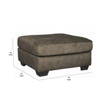 Benzara Wooden Ottoman with Welt Trims Details and Block Legs, Brown and Black BM206195 Brown and Black Wood and Fabric BM206195