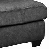 Benzara Wooden Ottoman with Welt Trims Details and Block Legs, Gray and Black BM206196 Gray and Black Wood and Fabric BM206196