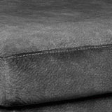 Benzara Wooden Ottoman with Welt Trims Details and Block Legs, Gray and Black BM206196 Gray and Black Wood and Fabric BM206196