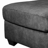 Benzara Wooden Ottoman with Welt Trims Details and Block Legs, Gray and Black BM206196 Gray and Black Wood and Fabric BM206196