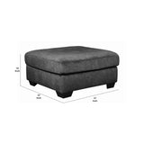 Benzara Wooden Ottoman with Welt Trims Details and Block Legs, Gray and Black BM206196 Gray and Black Wood and Fabric BM206196