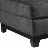 Benzara Wooden Oversized Accent Ottoman with Tufting Details, Gray and Black BM206198 Gray and Black Wood and Fabric BM206198