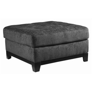 Benzara Wooden Oversized Accent Ottoman with Tufting Details, Gray and Black BM206198 Gray and Black Wood and Fabric BM206198