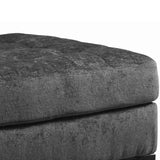 Benzara Wooden Oversized Accent Ottoman with Tufting Details, Gray and Black BM206198 Gray and Black Wood and Fabric BM206198