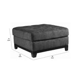 Benzara Wooden Oversized Accent Ottoman with Tufting Details, Gray and Black BM206198 Gray and Black Wood and Fabric BM206198