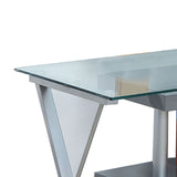 Benzara Movable Glass Top Computer Desk with X Shaped Side Panel, Gray and Clear BM206213 Gray and Clear Metal and Glass BM206213