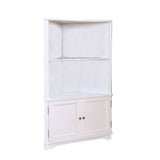 Benzara Wooden Bookshelf with 2 Open Compartments and 2 Doors, White BM206245 White Wood and Veneer BM206245