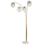 Benzara Modern Metal Arch Lamp with 4 Lights and Marble base, Gold BM206256 Gold Metal and Marble BM206256