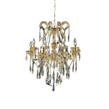Benzara Modern Style Ceiling Lamp with Hanging Crystals, Gold BM206261 Gold Crystal BM206261