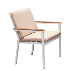 Benzara Aluminum Frame Arm Chair with Removable Seating, Set of 2, White and Brown BM206271 White Aluminum and Fabric BM206271