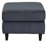 Benzara Fabric Upholstered Wooden Ottoman with Tapered Legs, Gray BM206307 Gray Faux Wood BM206307