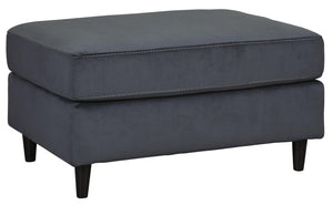 Benzara Fabric Upholstered Wooden Ottoman with Tapered Legs, Gray BM206307 Gray Faux Wood BM206307