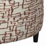 Benzara Round Fabric Upholstered Ottoman with Cut Fringe Details, Brown and Beige BM206312 Beige and Brown Faux Wood BM206312