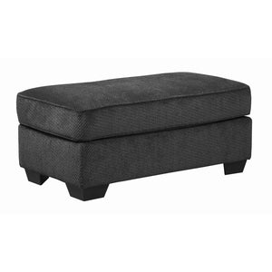 Benzara Rectangular Textured Fabric Upholstered Ottoman, Charcoal Gray BM206318 Charcoal Gray Faux Wood BM206318