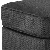 Benzara Rectangular Textured Fabric Upholstered Ottoman, Charcoal Gray BM206318 Charcoal Gray Faux Wood BM206318