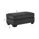 Benzara Rectangular Textured Fabric Upholstered Ottoman, Charcoal Gray BM206318 Charcoal Gray Faux Wood BM206318