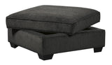 Benzara Square Fabric Upholstered Storage Ottoman with Tapered Legs, Charcoal Gray BM206319 Charcoal Gray Faux Wood BM206319